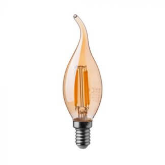 E14 4W LED ΚΕΡΑΚΙ ΦΛΟΓΑ FILAMENT AMBER