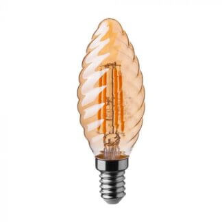 E14 4W LED ΚΕΡΑΚΙ FILAMENT TWIST AMBER