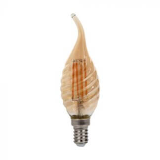 E14 4W LED ΚΕΡΑΚΙ ΦΛΟΓΑ FILAMENT TWIST AMBER