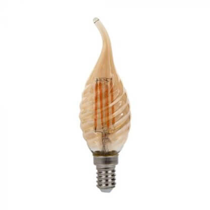E14 4W LED ΚΕΡΑΚΙ ΦΛΟΓΑ FILAMENT TWIST AMBER