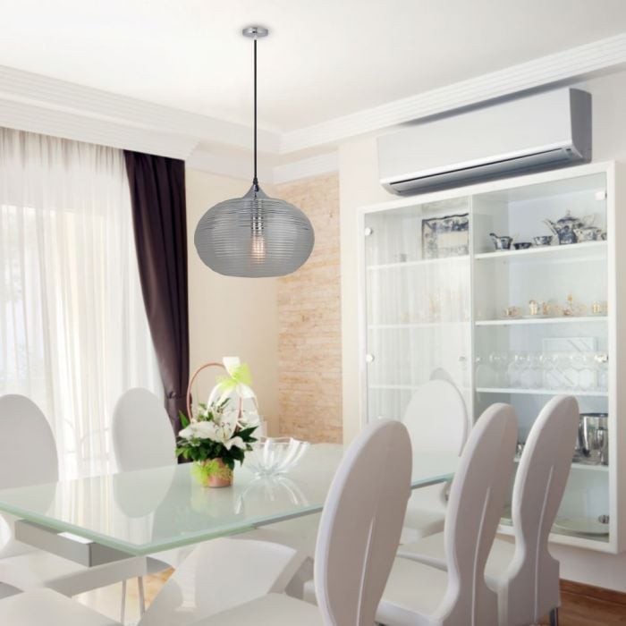 Κρεμαστό φωτιστικό γυαλί & μέταλλο D:350 E27 - Image 3