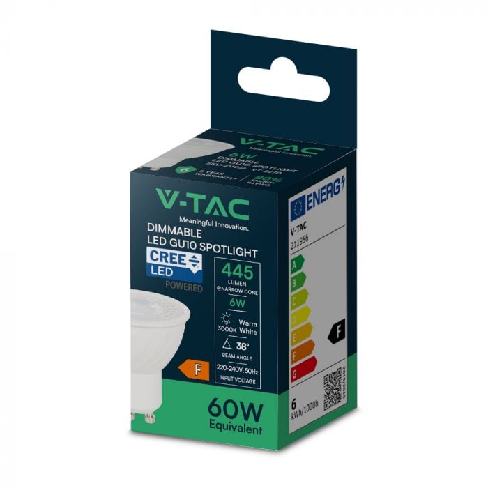 6W LED GU10 38 ΜΟΙΡΕΣ CREE CHIP 6YRS WTY - Image 2