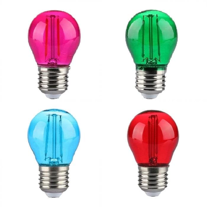 Lampadina colorata LED filamento fucsia 2W E27 bulbo G45 VT-2132 V-Tac  decorativa