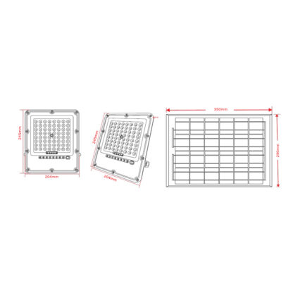 Ηλιακός προβολέας Ανθρακί Led Band 50W 5m Καλώδιο 12W Panel 9AhΜπαταρία 2300lm - Image 4