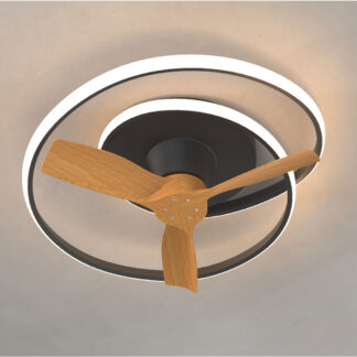 Ανεμιστήρας Οροφής Ocean Με Φωτισμό Led 60W (Motor 30W) Μαύρο-Ξύλο,2700-4000-5000K,d78h22cm